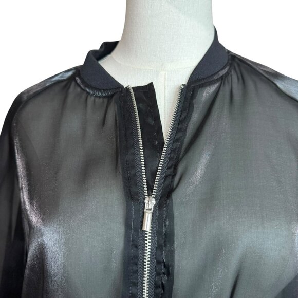 Zara Semi Transparent Bomber Style Jacket Black. Size: XS (NWOT) - Picture 5 of 5